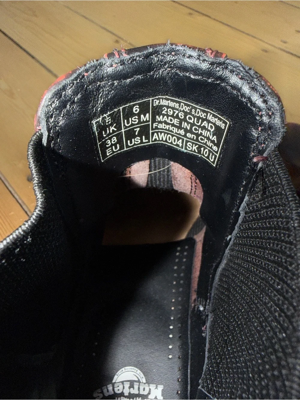 Dr. Martens Black Leather Chukka Boots with Red Distress